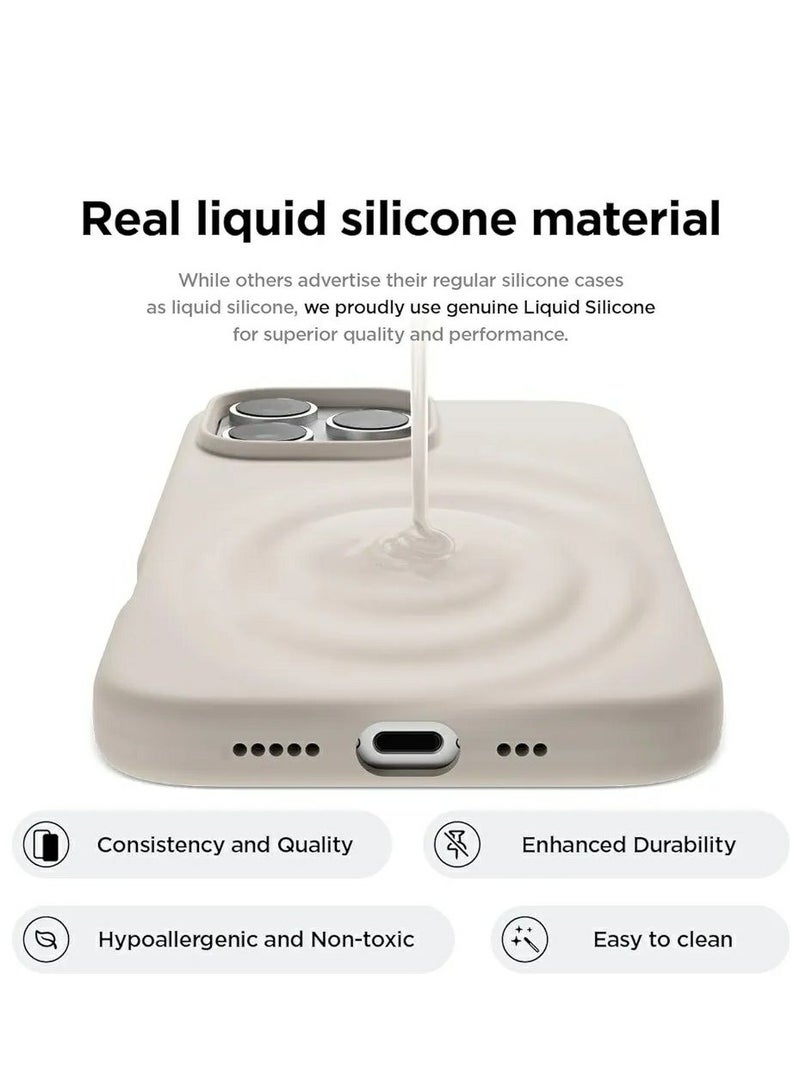 ACLIX Silicone Case Compatible with iPhone 16 Pro, Slim Liquid Silicone Phone Case with 3-Layer Soft Rubber Shockproof TPU Lining, (Stone) - Image 3