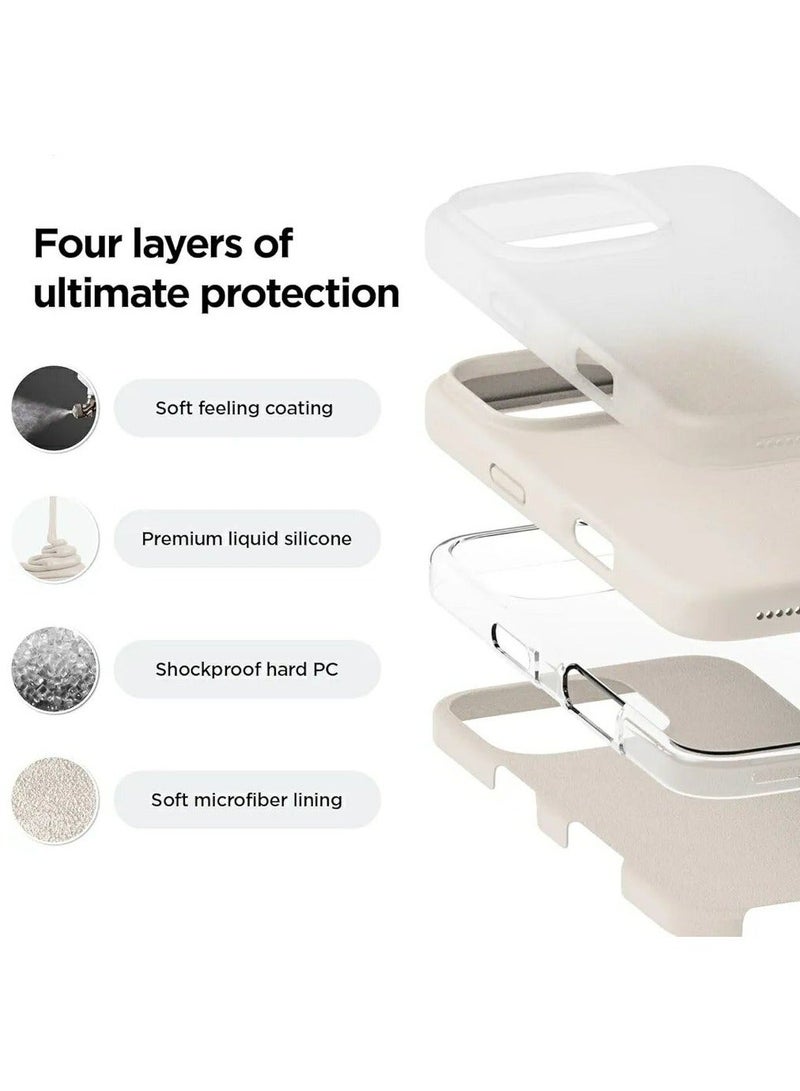 أكاليكس جراب سيليكون متوافق مع iPhone 16 Pro، جراب هاتف سيليكون سائل رفيع مع بطانة TPU ناعمة مقاومة للصدمات من 3 طبقات، (حجري) - Image 3
