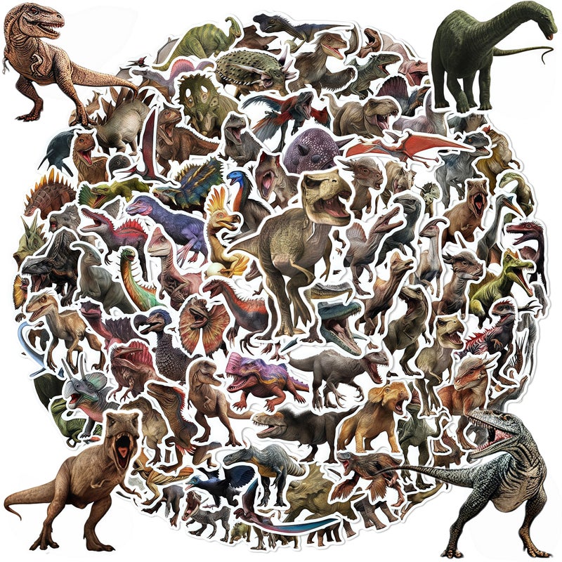 BBPOOL Jurassic Dinosaur Stickers for Boys Kids Teens Girls, 100PCS Cool Realistic Dino for Laptop Waterbottle Skateboard Vinyl Stickers for Teacher Reward Jurassic Adventure Party Favors - Image 1