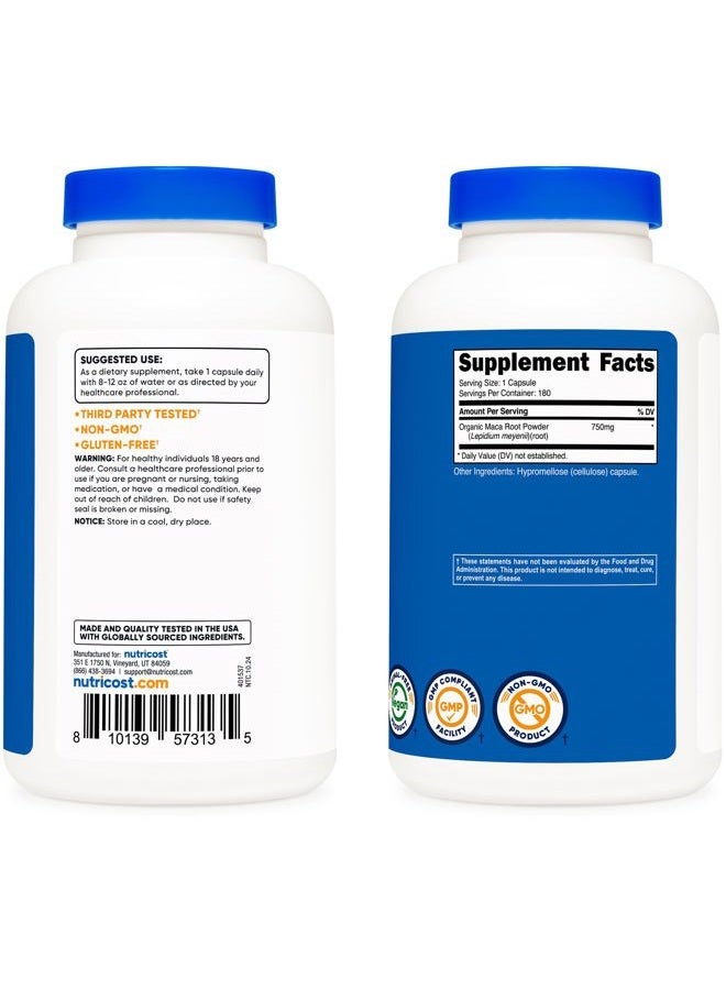Nutricost جذر الماكا (Lepidium meyenii) 750 ملغ، 180 كبسولة، 180 حصة - Image 4