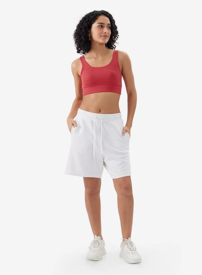 The Souled Store Red Scoop Neck Ribbed Bralette