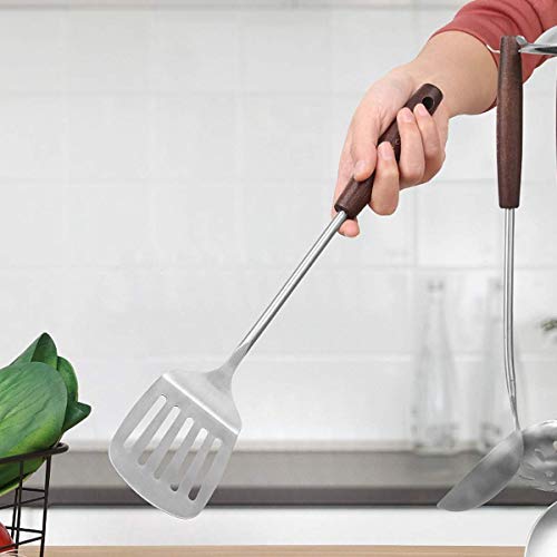 Mockery Stainless Steel Spatulas, Slotted Turner, Metal Spatula Turner for Cooking, Barbecue Perfect for Flipping, Stirring, Stir-Frying, Draining, 13 Inch - Image 3