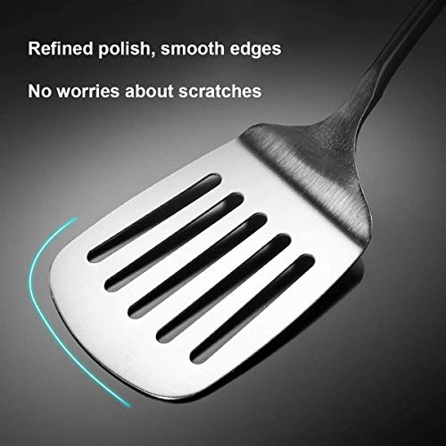 Mockery Stainless Steel Spatulas, Slotted Turner, Metal Spatula Turner for Cooking, Barbecue Perfect for Flipping, Stirring, Stir-Frying, Draining, 13 Inch - Image 2