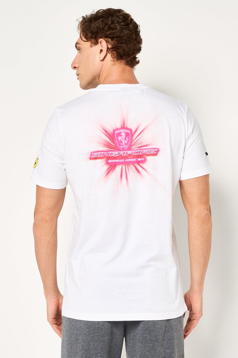 Puma x Scuderia Ferrari Singapore Men Sportswear Fit Short Sleeve Outdoor T-Shirt, White - Image 4