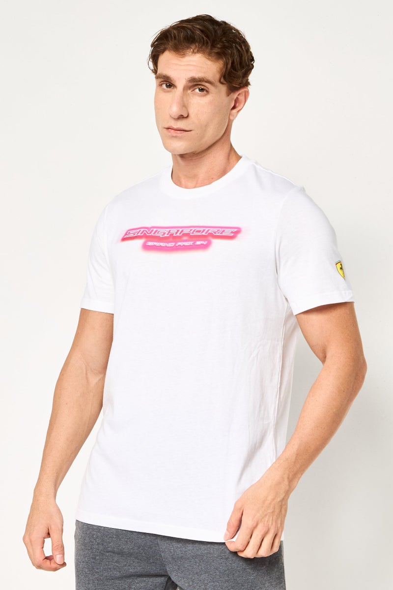 Puma x Scuderia Ferrari Singapore Men Sportswear Fit Short Sleeve Outdoor T-Shirt, White - Image 1