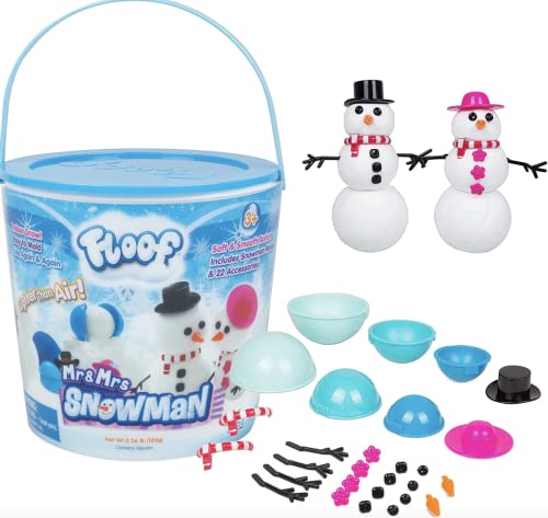 Play Visions Floof Modeling Clay - Reuseable Indoor Snow - Mr. & Mrs Snowman Set With Endless Creations and 22 Molding Accessories - Image 5