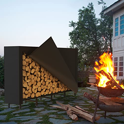CADUKE Firewood Rack Outdoor with Cover 5.3ft Firewood Log Rack for Fireplace Wood Storage Fire Log Holder Indoors Adjustable Heavy Duty Fire Wood Rack Stand, Black Waterproof Oxford Fabric - Image 4