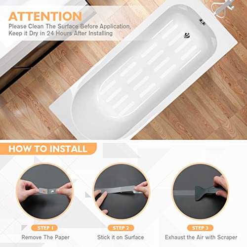 Nodirz Non Slip Bathtub Stickers, 24 PCS Shower Stickers for Safety Bathroom Tubs, Bathtub Non Slip Stickers and Adhesive Decals Scraper for Bath Tub, Shower Floor, Stairs, Ladders(Clear) - Image 3