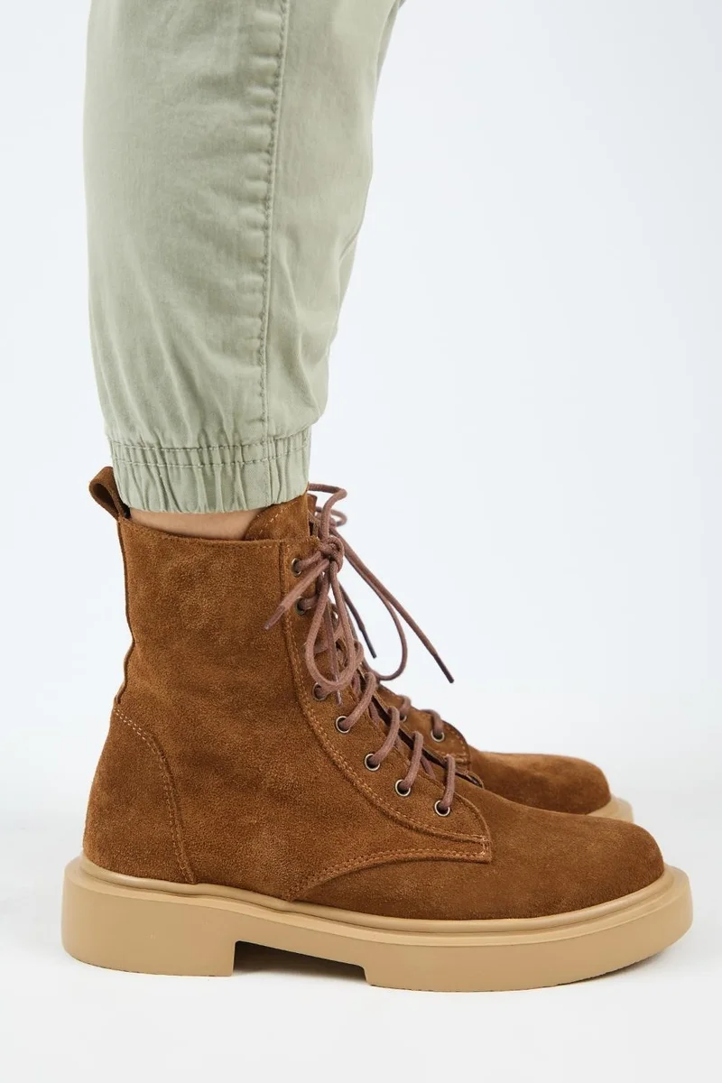 Manijero Manijero (Niro) Women's Genuine Leather Lace-up Tan Boots