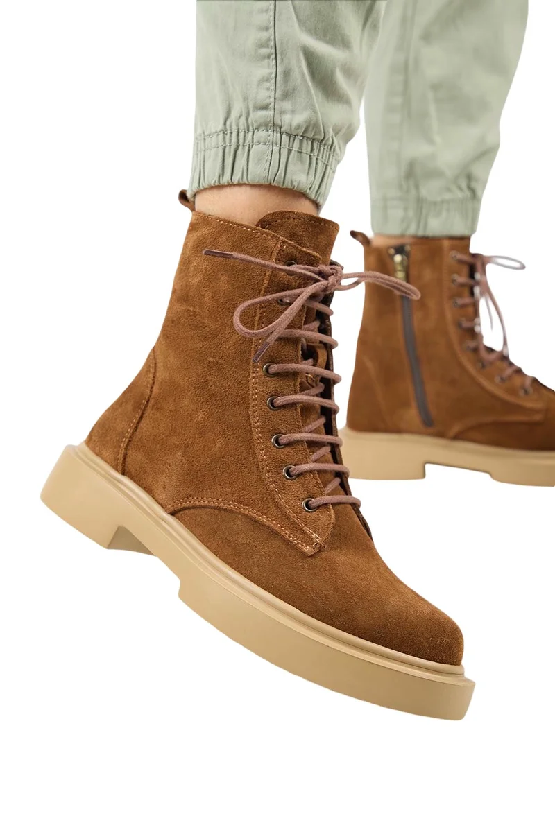 Manijero Manijero (Niro) Women's Genuine Leather Lace-up Tan Boots