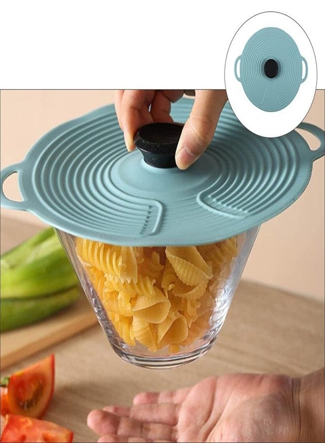 GLIVE (LABEL) Multi-Function Silicone Spill Stopper Pot Pan Lid Silicone Lids, Reusable Suction Microwave Food Storage Cover for Food Safe BPA Free Silicone Bowl Covers (24 x 20.4 cm) - Image 5
