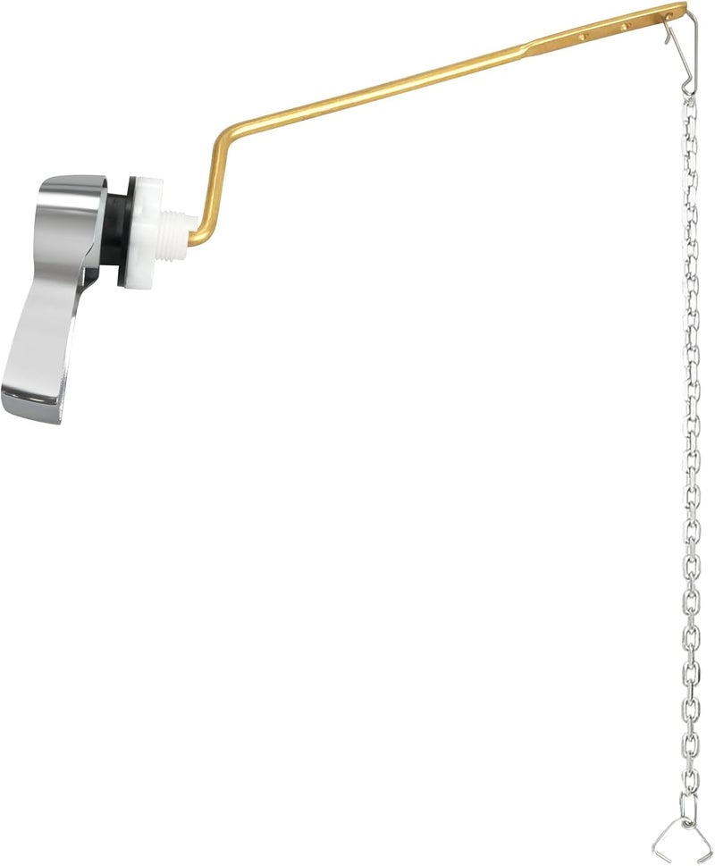 JAIMINI Universal Side Mount Toilet Handle Kit - Durable Brass Lever with Chrome Finish, Adjustable Arm & Stainless Steel Flapper Chain for Most Toilets - Image 1