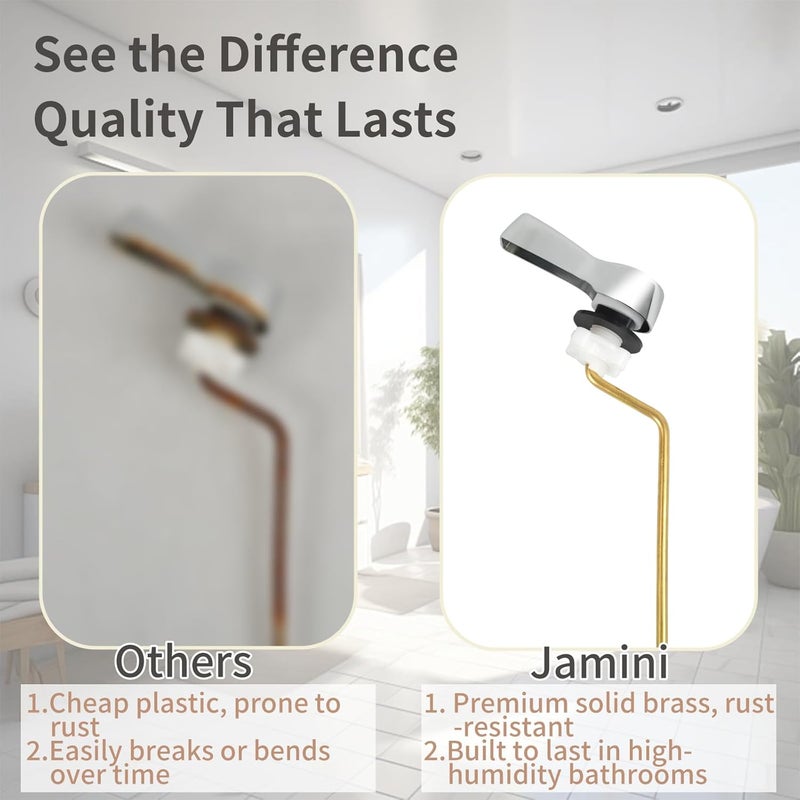 JAIMINI Universal Side Mount Toilet Handle Kit - Durable Brass Lever with Chrome Finish, Adjustable Arm & Stainless Steel Flapper Chain for Most Toilets - Image 5