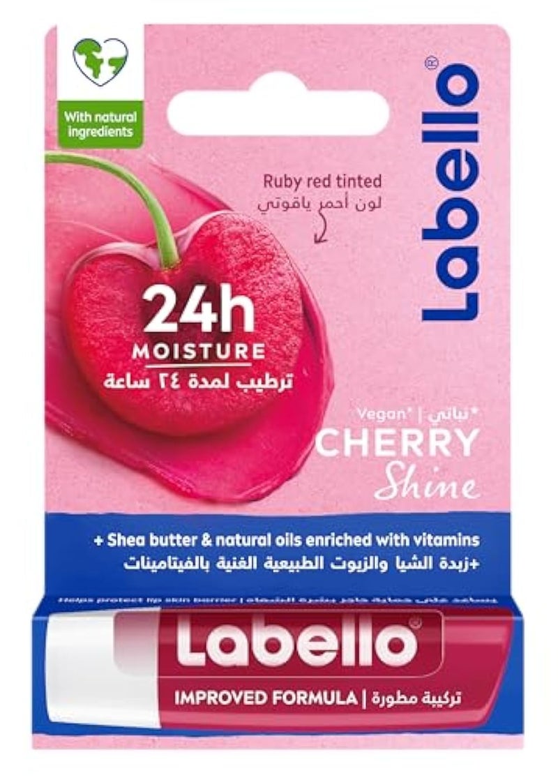 Labello Lip Balm, Moisturising Lip Care, Cherry Shine 4.8g - Image 1