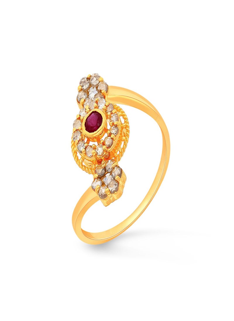 Malabar Gold and Diamonds - 22 Carat 916 Purity Yellow Gold Uncut Diamond Ring EGNPRE220RN1Y14 For Women - Image 1