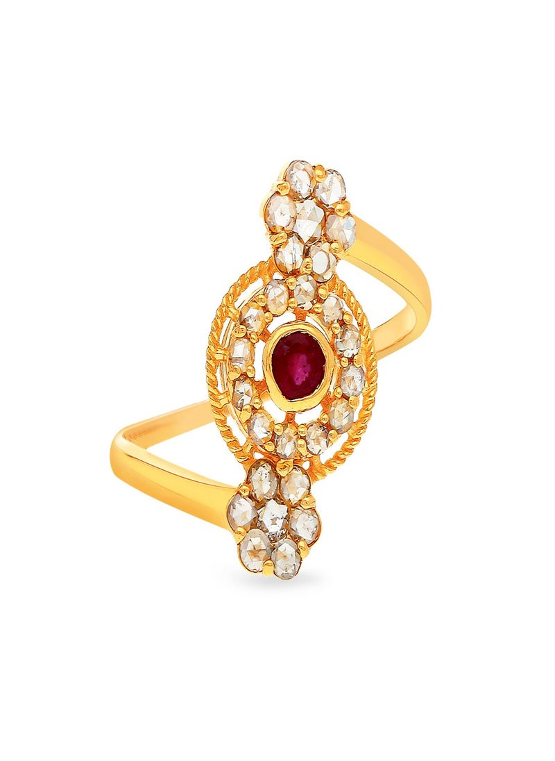Malabar Gold and Diamonds - 22 Carat 916 Purity Yellow Gold Uncut Diamond Ring EGNPRE220RN1Y14 For Women - Image 1