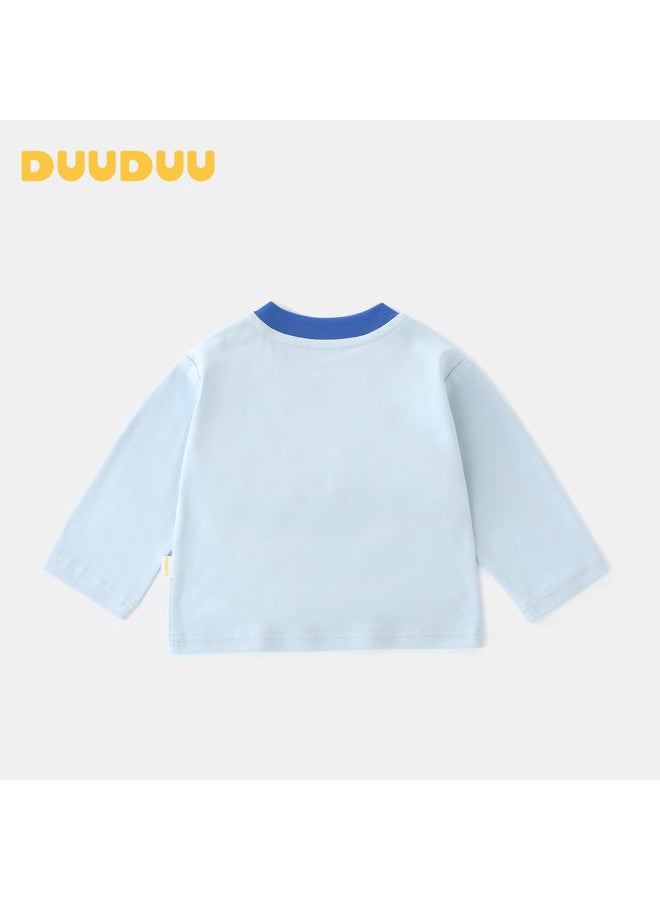 Duuduu Children's Long-sleeve T-shirt, Autumn Baby Clothes, Cartoon Dog Top, Infant Outdoor Wear, Blue, Size 110 - Image 2