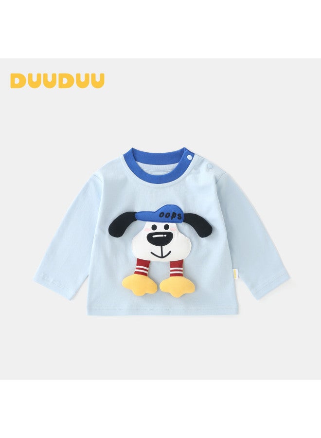 Duuduu Children's Long-sleeve T-shirt, Autumn Baby Clothes, Cartoon Dog Top, Infant Outdoor Wear, Blue, Size 110 - Image 1
