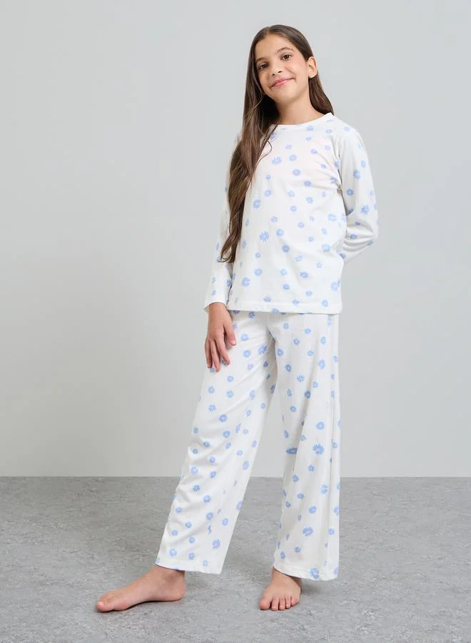 ستايلي Teen Girls Cotton Long Sleeve T-Shirt and Pyjama Set