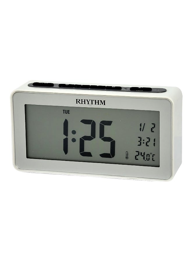 LED Light Digital Display Beep Alarm Clock White and Grey 8.3 x 15.3 x 4.1 cm