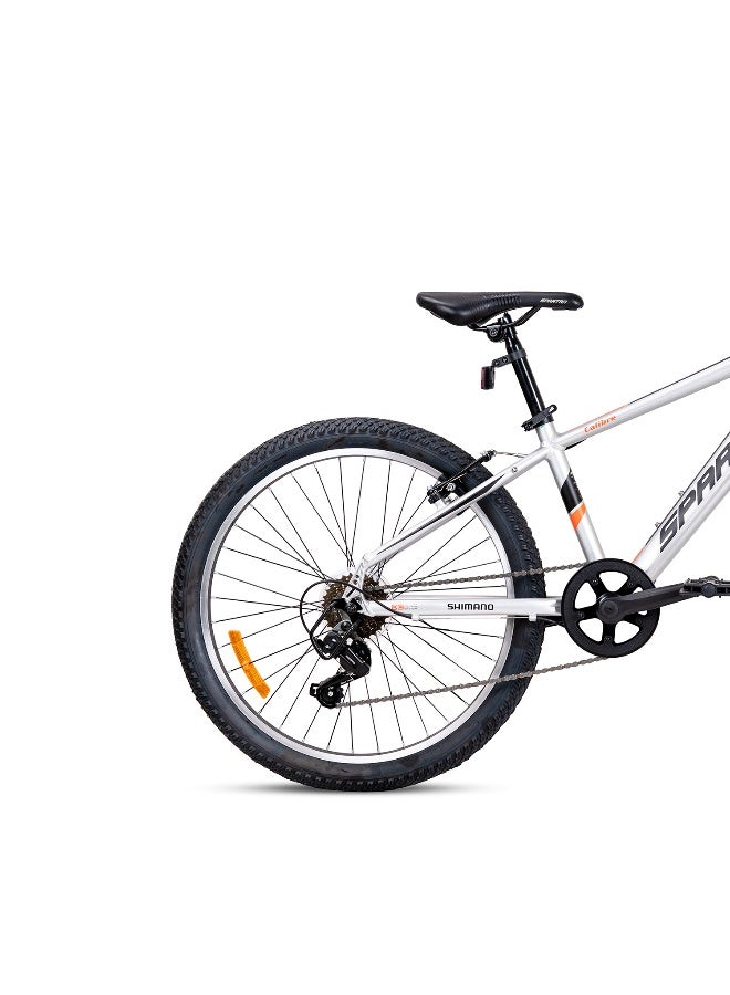 Spartan 24-Inch Caliber Mountain Bike | 24-Inch Wheel Size | 18-Speed Drivetrain, Lightweight Alloy Frame, Front Suspension, 24-Inch Knobby Tires, Dual Brakes Great For Trails & Off-Road | Satin Silver - Image 4
