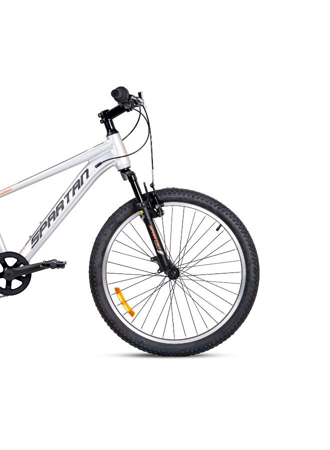 Spartan 24-Inch Caliber Mountain Bike | 24-Inch Wheel Size | 18-Speed Drivetrain, Lightweight Alloy Frame, Front Suspension, 24-Inch Knobby Tires, Dual Brakes Great For Trails & Off-Road | Satin Silver - Image 3