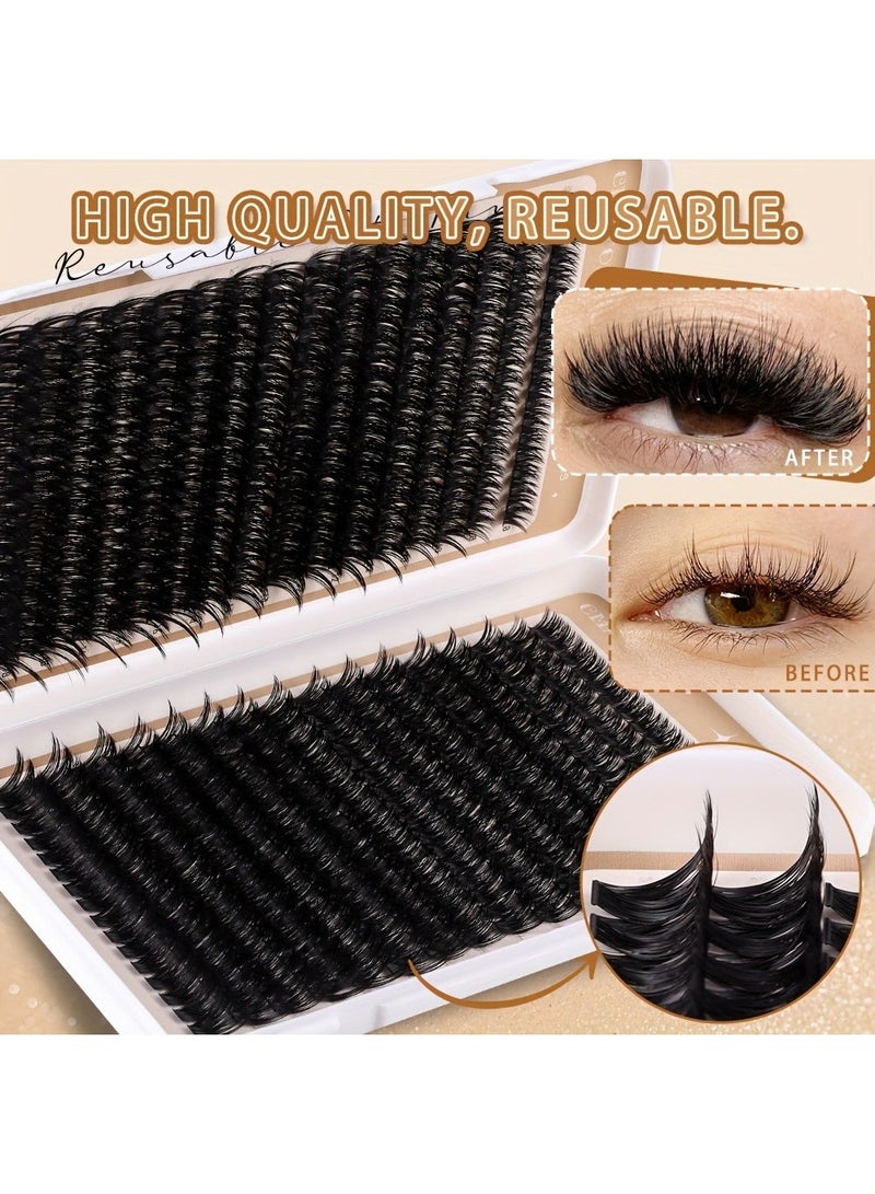 CMAYOME 544-Cluster Extra Thick D Curl DIY Lash Extension Kit, 50D+60D & 80D+100D Volume Clusters, 8-18mm Mixed Length Individual Lashes for Dramatic Makeup - Image 3