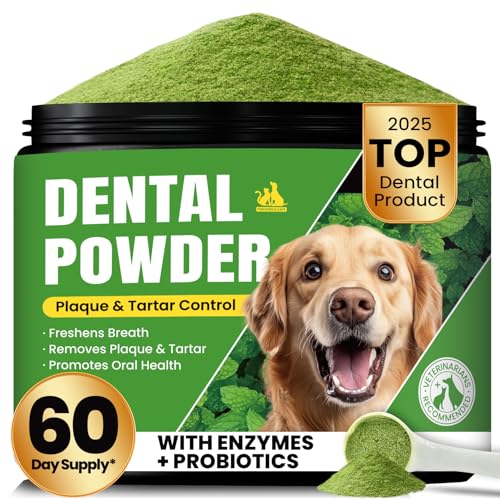 BuddyCheer Dog Teeth Cleaning Powder, Dog Dental Powder and Cats Breath Freshener, Plaque Off Pet Tooth Cleaning lab co, Bad Breath & Tartar Remover for Dogs, Dog Teeth Cleaning with Enzymes- 60-Day Supply -Mint - Image 1