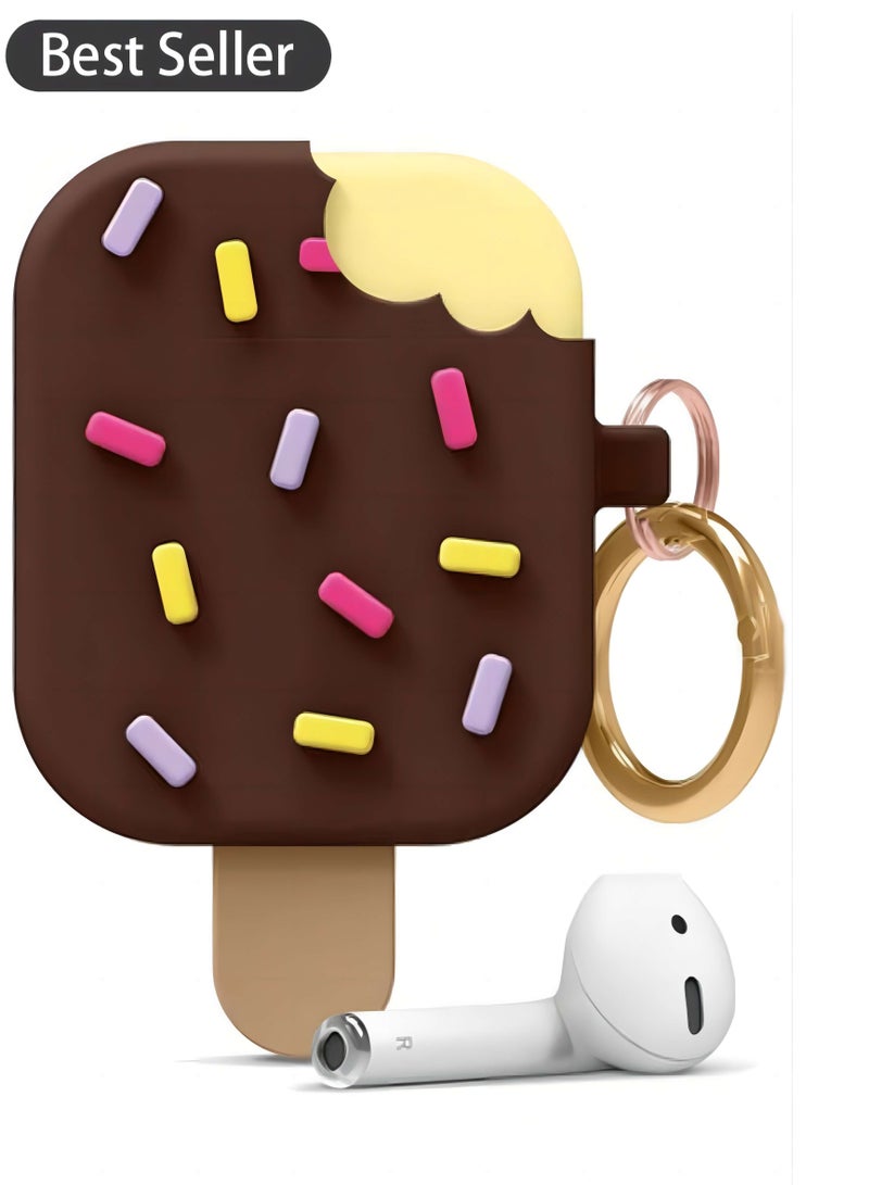 AirPods 1/2 Full Cover Ice Cream Case-Brown - Image 1