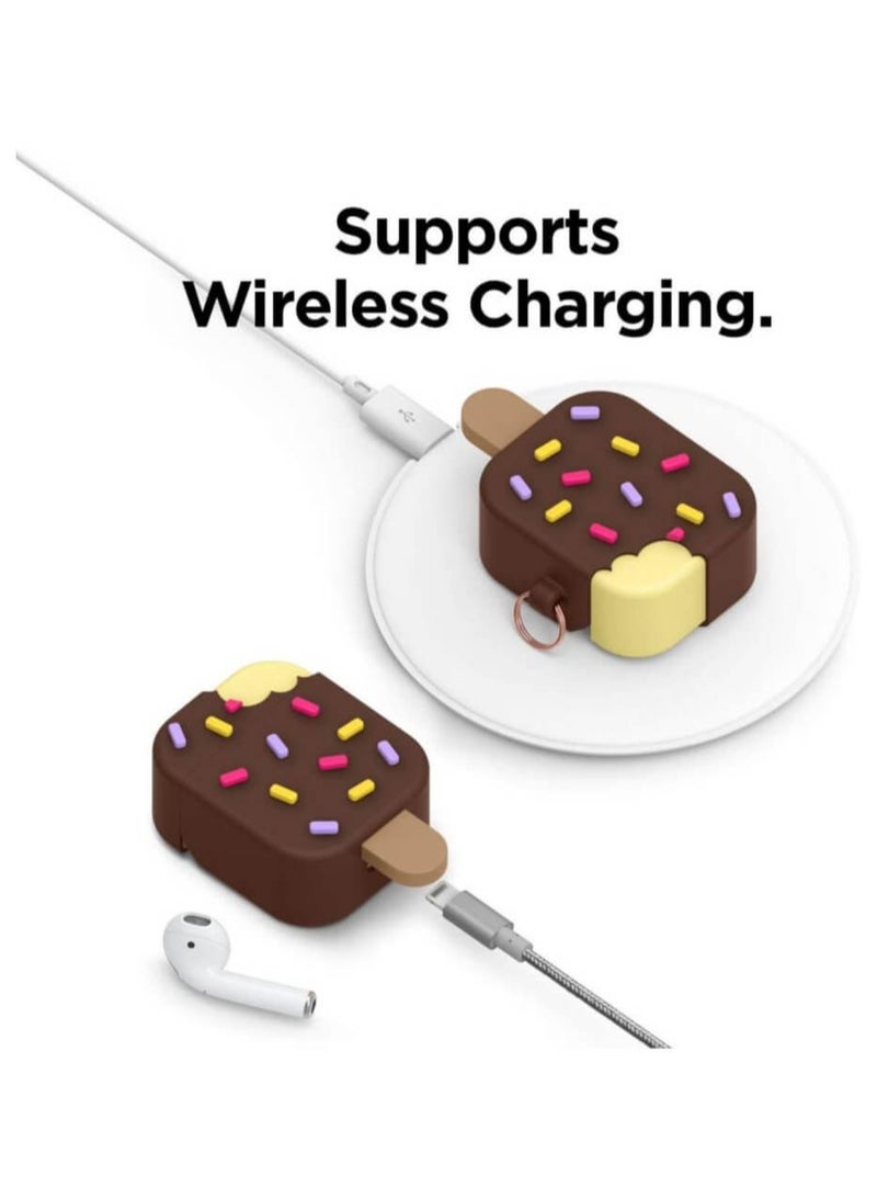 AirPods 1/2 Full Cover Ice Cream Case-Brown - Image 3