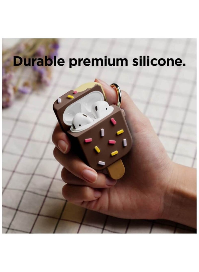 AirPods 1/2 Full Cover Ice Cream Case-Brown - Image 4
