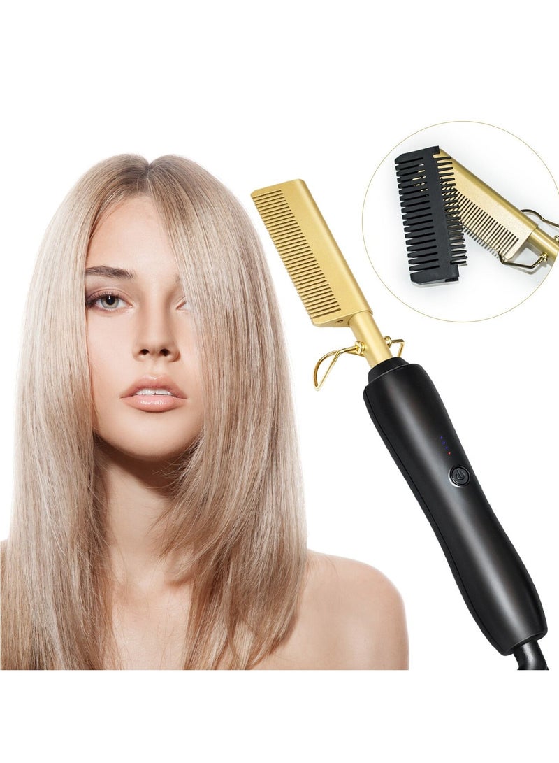 DubaiGallery مكواة شعر مسطحة فرشاة فرد الشعر مشط تسخين ساخن مكواة تجعيد الشعر مكواة تجعيد الشعر مشط - Image 4