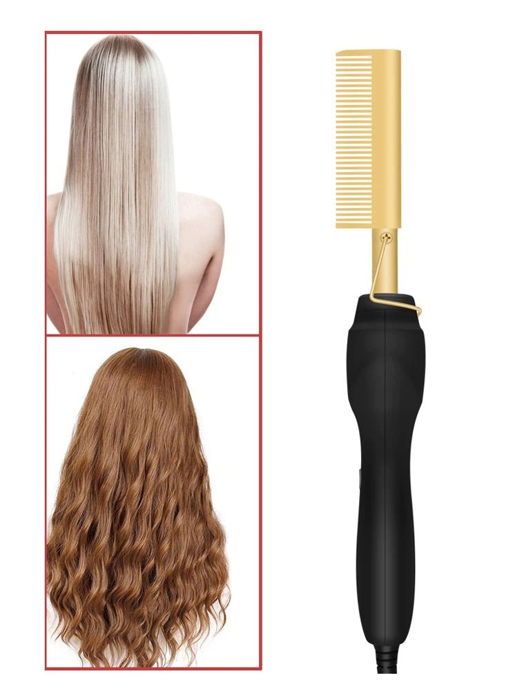 DubaiGallery مكواة شعر مسطحة فرشاة فرد الشعر مشط تسخين ساخن مكواة تجعيد الشعر مكواة تجعيد الشعر مشط - Image 2