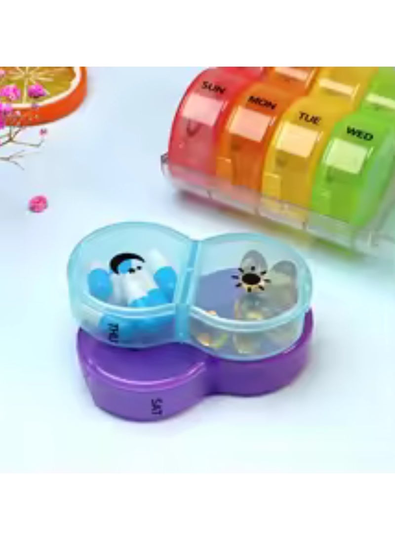 Pill Organizer 2 Times a Day: Weekly Pill Organizer 2 Times a Day Large Travel Pill Box 7 Day with Black Privacy Case - AM PM Daily Medicine Container for Vitamin Holder (Rainbow) - Image 4
