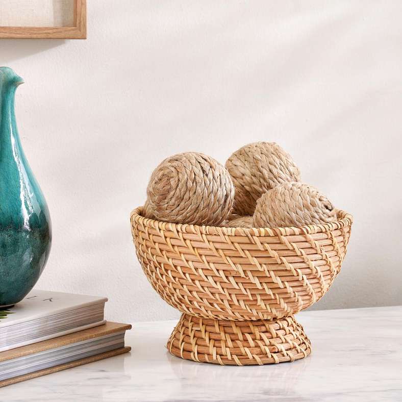 Pan Home وعاء ديكور من الخيزران الطبيعي للمنزل