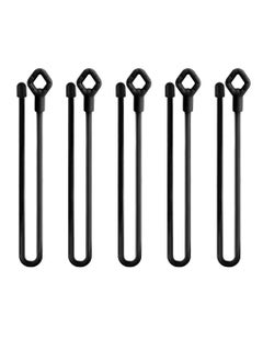 Excefore 5PCS 18-Inch Silicone Cable Tie with Holes, Reusable Steel-Core Silicone Twist Ties,Bundling and Holding Cord Tie for Indoor and Outdoor Use, Black  - Image 1