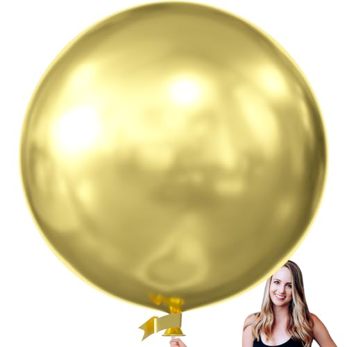 KALOR 36 Inch Giant Metallic Gold Balloons 6 Pack Large Round Gold Latex Balloons for Anniversary Birthday Christmas Wedding Baby Shower Party Decorations - Image 1