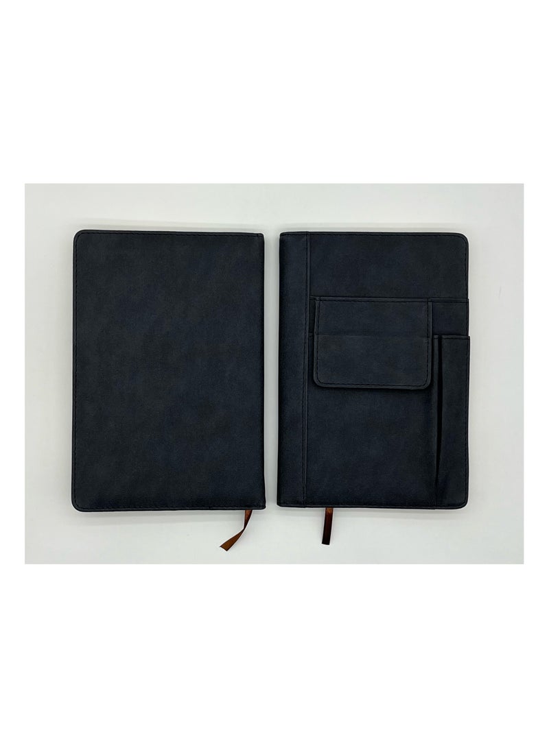 2 pcs set of A5 Linen Patterned Faux Leather Business Writing Notebook Multifunctional insert Bag 200 Pages Horizontal Grid Diary Suitable for Office, School, Meetings, Travel, Daily Notes - Image 5