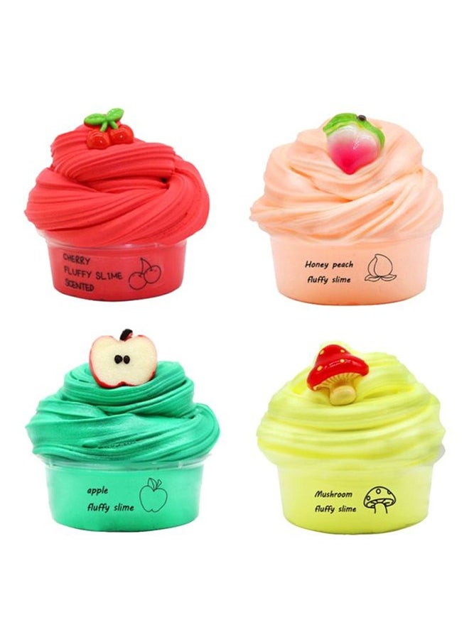 4-Piece Fluffy Slime Stress Relieving Safe Non-Toxic Fruits Clay Toy Set,  DIY Scented Slime Party Favor, Stress Relief Toy for Boys and Girls  - Image 1