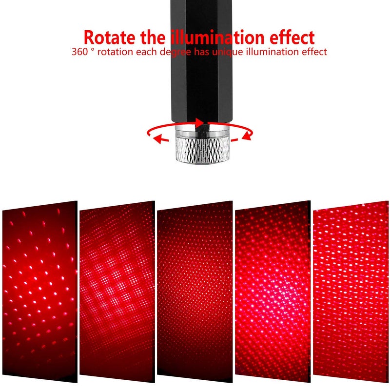 LEDCARE USB Star Projector Night Light, Portable Adjustable Romantic Interior Car Roof Lights, Portable Star Lamp Projector Decorations for Car, Ceiling, Bedroom (Red) - Image 2