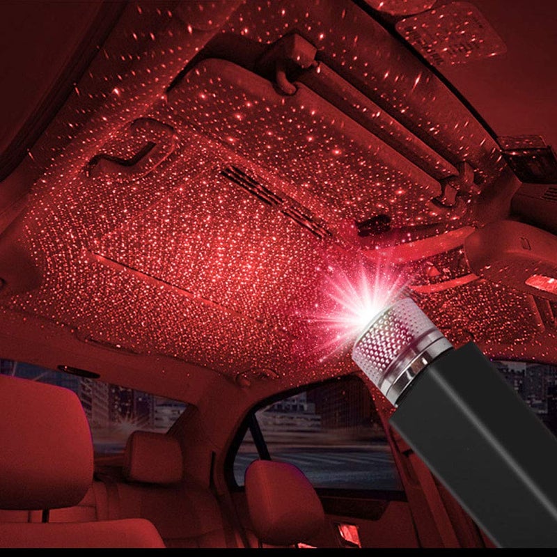 LEDCARE USB Star Projector Night Light, Portable Adjustable Romantic Interior Car Roof Lights, Portable Star Lamp Projector Decorations for Car, Ceiling, Bedroom (Red) - Image 1