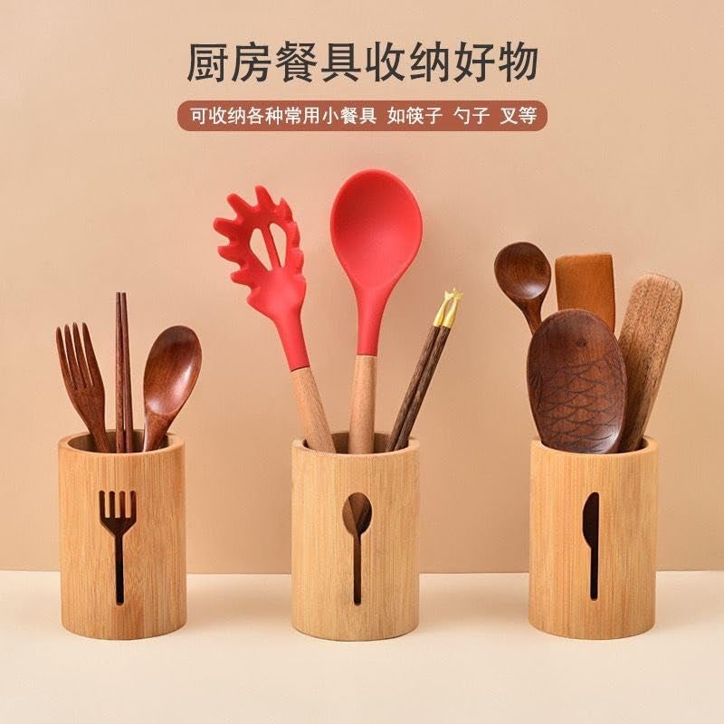 Next Store Stylish Wooden Spoon and Utensil Holder for Storing and Organizing Spoons, Forks and Knives, Durable Modern Design for Kitchen and Dining - High Quality and Easy to Clean - Image 4