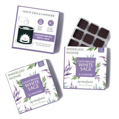 Aromafume White Sage and Lavender Incense Bricks by Aromafume | 3x9 Bricks | Sage Incense for Cleansing Negative Energy & Protection | Sage for Smokeless Smudging & Spiritual Cleansing | Refill Pack - Image 1