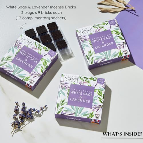 Aromafume White Sage and Lavender Incense Bricks by Aromafume | 3x9 Bricks | Sage Incense for Cleansing Negative Energy & Protection | Sage for Smokeless Smudging & Spiritual Cleansing | Refill Pack - Image 2