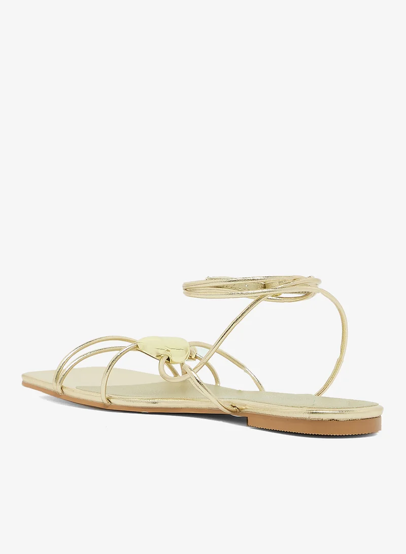 GLAMOROUS  Casual Gold Detail Flat Sandals for Women | Best Price UAE