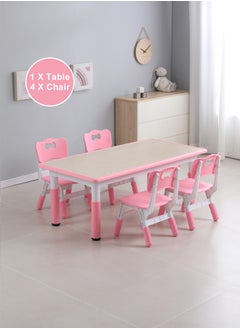 Pink(1-Rectangle Table/4-Chair)