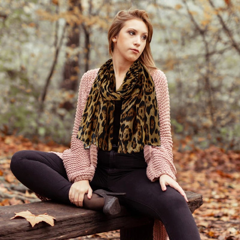 E-Clover Scarfs for Women Leopard Print Scarf Animal Scarves Shawl for Spring Summer Fall Winter Mom Mothers Day Gifts Brown - Image 4