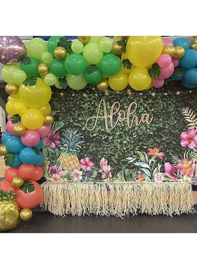 Avezano Aloha Backdrop Luau Birthday Party Backdrop Tropical Hawaiian Baby Shower Party Banner Decoration Glitter Lights Green Grass Pineapple Background For Photography Photo Booth Banner (10X7Ft) - Image 4