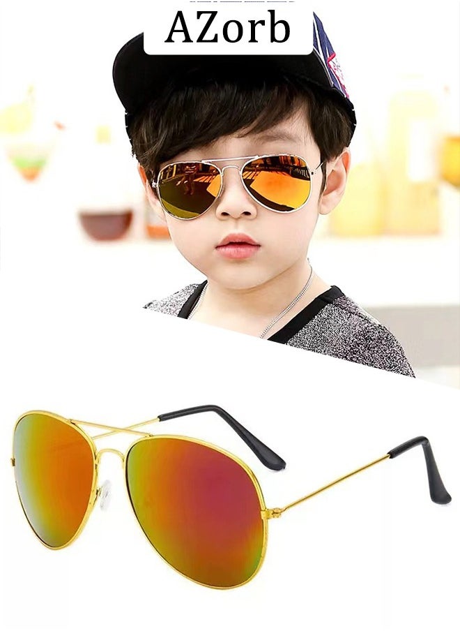 AZorb Kids Sunglasses Aviator for Boys Girls Police Sun Glassess Classic Children Eye Glasses Metal Frame Sunglass UV400 Protection Shades  - Image 1