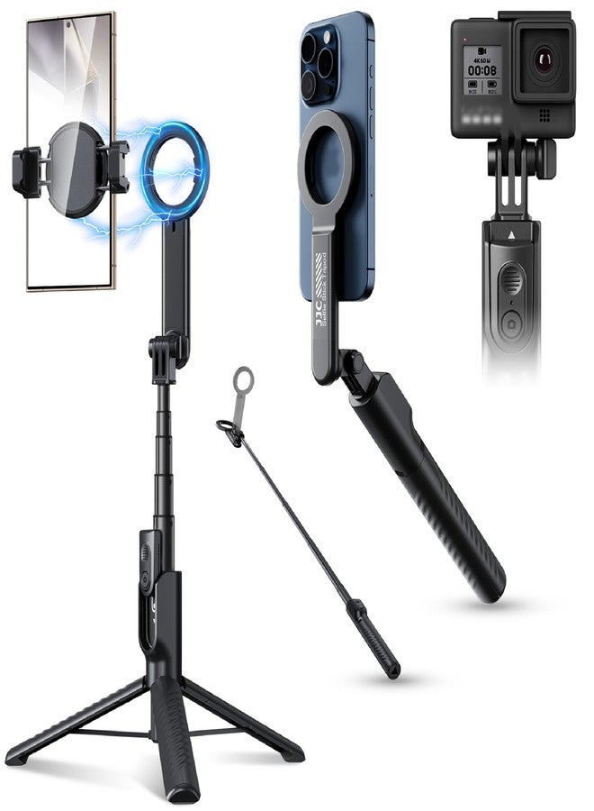 Kiorafoto 40.9" Magnetic Selfie Stick Tripod for Phone,Extendable Phone Tripod Stand with Detachable Wireless Remote & Magnet Clip Compatible with MagSafe for iPhone 17 16 15 14 13 Pro Max Plus Gopro&All Phones - Image 1